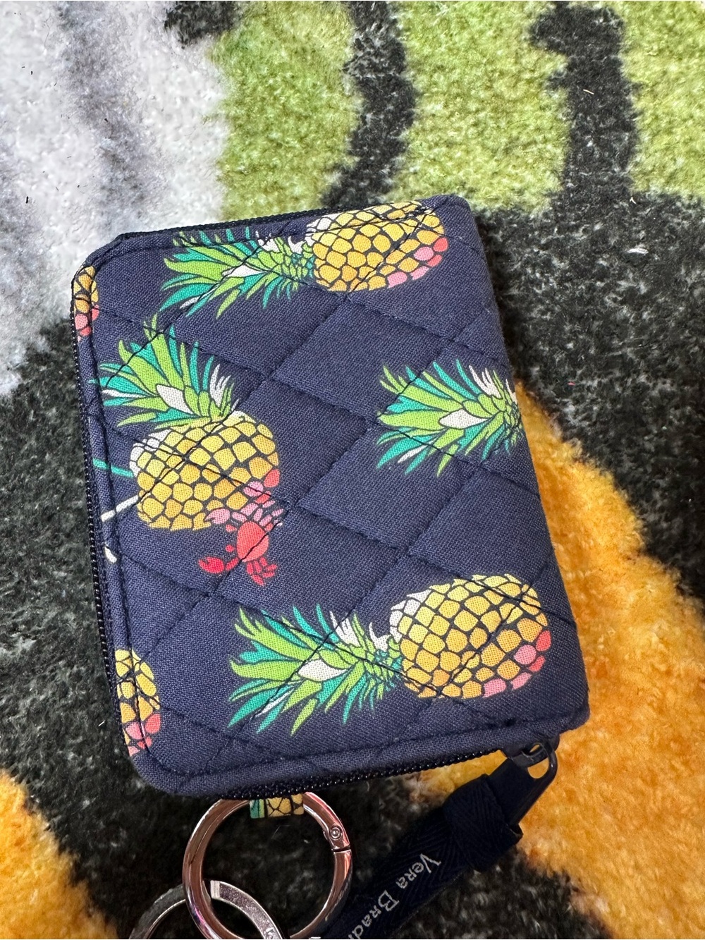Vera Bradley Navy Quilted Pineapple Zip Key Pouch